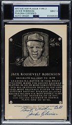 Signed 1956-1963 Artvue (Type 2) Black-and-White Hall of Fame Postcard Jackie Robinson PSA/DNA MINT 9
