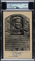 Signed 1953-1955 Artvue (Type 1) Black-and-White Hall of Fame Postcard Ty Cobb PSA/DNA MINT 9