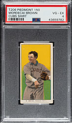 1909-1911 T206 White Border Mordecai Brown Cubs on Shirt PSA VG-EX 4