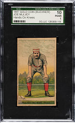 1887 N284 Buchner Gold Coin Joe Mulvey Hands on Knees SGC POOR 1