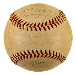 1956 New York Yankees World Champions Team-Signed Baseball with Mickey Mantle - JSA