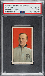 1909-1911 T206 White Border Ty Cobb Portrait Red Background PSA VG-EX+ 4.5 - El Principe De Gales Back
