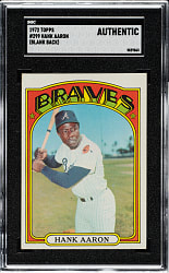1972 Topps #299 Hank Aaron Blank Back SGC Authentic