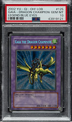 2002 Yu-Gi-Oh! Legend of Blue Eyes White Dragon #125 Gaia The Dragon Champion Secret Rare Holographic PSA GEM MINT 10