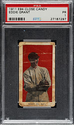 1911 E94 George Close Candy Eddie Grant PSA POOR 1 - Red Background