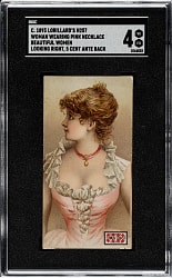1893 N257 Lorillard "Beautiful Women" Woman Wearing Pink Necklace SGC VG/EX 4 - The ONLY Graded Example!