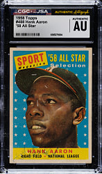 Signed 1958 Topps #488 Hank Aaron All-Star - CGC/JSA
