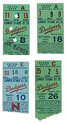 1953 Brooklyn Dodgers Ebbets Field Ticket Stub Collection (15) - All Games Featuring Jackie Robinson!