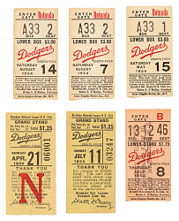 1954 Brooklyn Dodgers Ebbets Field Ticket Stub Collection (18) - All Games Featuring Jackie Robinson!