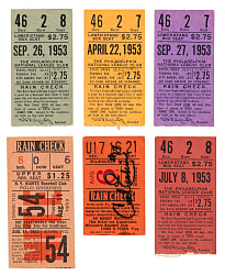 1953 Brooklyn Dodgers Road-Game Ticket Stub Collection (10) - All Games Featuring Jackie Robinson!