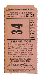 July 17, 1953 Brooklyn Dodgers (vs. St. Louis Cardinals) Ticket Stub - Jackie Robinson Career Home Runs #98 and #99