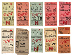 1957 Brooklyn Dodgers Ebbets Field Ticket Stub Collection (20) - Final Season in Brooklyn - Including Hank Aaron, Don Drysdale, and Stan Musial Home Runs