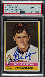 Signed 1976 Topps #330 Nolan Ryan PSA/DNA GEM MINT 10