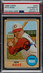 Signed 1968 Topps #230 Pete Rose PSA/DNA GEM MINT 10
