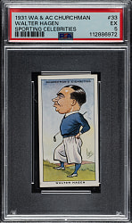 1931 W. A. & A. C. Churchman "Sporting Celebrities" #33 Walter Hagen PSA EX 5