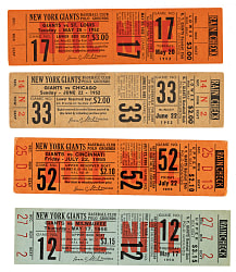 1952 to 1956 New York Giants Polo Grounds Ticket Stub Collection (66) Including World Series Championship Season