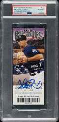 August 7, 2016 Colorado Rockies (vs. Miami Marlins) Full Ticket Signed by Ichiro Suzuki - PSA - Ichiro 3,000 Hit