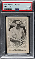 Newly Discovered 1922 Olsen Games Co. Babe Ruth PSA GOOD+ 2.5
