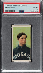 Lot # 449: 1909-1911 T206 White Border Ed Walsh PSA VG-EX 4 - El Principe de Gales Back