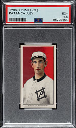 1909-1911 T206 White Border Pat McCauley Southern Leaguer PSA EX+ 5.5 - Old Mill Back
