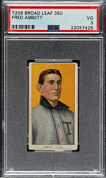 1909-1911 T206 White Border Fred Abbott PSA VG 3 -  Broad Leaf 350 Back