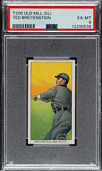 1909-1911 T206 White Border Ted Breitenstein Southern Leaguer PSA EX-MT 6 - Old Mill Back