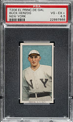 1909-1911 T206 White Border Buck Herzog New York PSA VG-EX+ 4.5 - El Principe de Gales Back