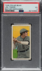 1909-1911 T206 White Border Joe Tinker Bat Off Shoulder PSA VG 3 - Polar Bear Back