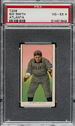 1909-1911 T206 White Border Sid Smith Southern Leaguer PSA VG-EX 4 - Old Mill Back