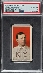 1909-1911 T206 White Border John McGraw Portrait No Cap PSA VG-EX 4