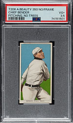 1909-1911 T206 White Border Chief Bender Pitching, No Trees in Background PSA VG+ 3.5 - American Beauty 350 Back
