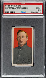 1909-1911 T206 White Border Herman Armbruster PSA EX+ 5.5 - Cycle 350 Back - 1 of 1 - Highest Graded!