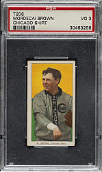 1909-1911 T206 White Border Mordecai Brown Chicago on Shirt PSA VG 3