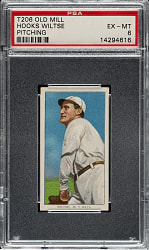 1909-1911 T206 White Border Hooks Wiltse Pitching PSA EX-MT 6 - Old Mill Back