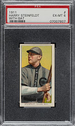 1909-1911 T206 White Border Harry Steinfeldt with Bat PSA EX-MT 6
