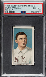 1909-1911 T206 White Border Doc Crandall Portrait, No Cap PSA EX-MT 6