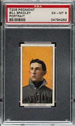 1909-1911 T206 White Border Bill Bradley Portrait PSA EX-MT 6