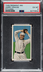 1909-1911 T206 White Border Harry Krause Pitching PSA EX-MT 6