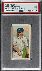 1909-1911 T206 White Border Harry McIntire Brooklyn & Chicago PSA EX 5 - Tolstoi Back