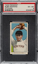 1909-1911 T206 White Border Rube Manning Pitching PSA EX-MT 6