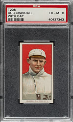 1909-1911 T206 White Border Doc Crandall Portrait with Cap PSA EX-MT 6