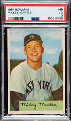 1954 Bowman #65 Mickey Mantle PSA VG 3