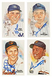 1980-2001 Perez-Steele Hall of Fame Postcard Complete Set (275) with 32 Signed Cards Including DiMaggio, Musial, and Mays