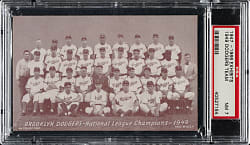1947-1966 Exhibits 1949 Brooklyn Dodgers Team Card with Jackie Robinson PSA NM 7