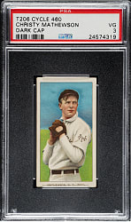 1909-1911 T206 White Border Christy Mathewson Dark Cap PSA VG 3 - Cycle 460 Back