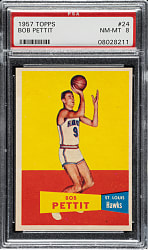 1957-1958 Topps Basketball #24 Bob Pettit Rookie PSA NM-MT 8