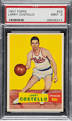 1957-1958 Topps Basketball #33 Larry Costello Rookie PSA MINT 9 - Highest Graded!