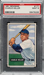 1951 Bowman #177 Charlie Keller PSA MINT 9
