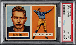 1957 Topps Football #119 Bart Starr Rookie PSA EX-MT 6 (MBA Silver Diamond)