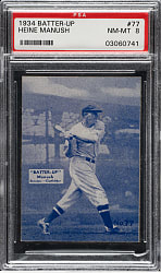 1934-1936 R318 Batter-Up #77 Heine Manush PSA NM-MT 8 - Highest Graded!